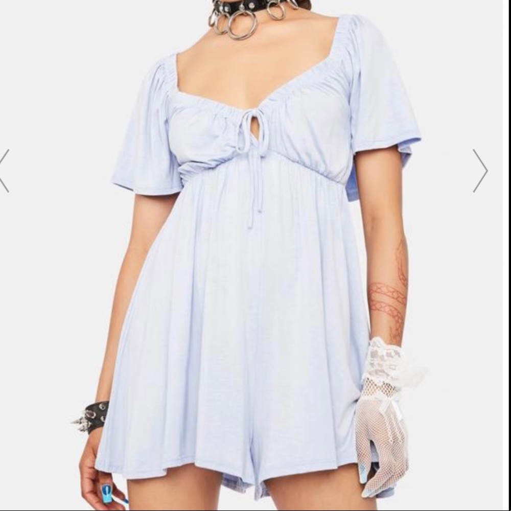Dolls Kill Blue Flowy Romper